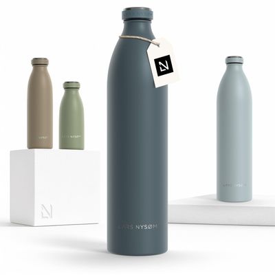 LARS NYSM Stainless Steel Insulated XL Water Bottle 12oz 17oz 25oz 34oz 51oz | Insulated Thermo Flask for Hot and Cold Beverages | Leakproof Drinking Bottle (Stone Blue, XL 50.7oz)