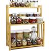 GUODDM Solid Wood Desktop Bookshelf - 3 Tier Kitchen Condiment Rack, Cosmetic Storage Rack, Living Room Display Stand, Desk Desktop Simple Bookshelf, Easy to Assemble view 1