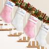 Amidaky Christmas Stockings Personalized Pink and White Fur 6 Pack Large Customized Xmas Stocking for Family Party Decoration view 2