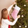 Amidaky Christmas Stockings Personalized Pink and White Fur 6 Pack Large Customized Xmas Stocking for Family Party Decoration view 3