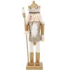 INOOMP Wooden Christmas Nutcracker Decorations: Golden King Nutcracker Figures DIY Soldier Puppet Toys Wooden Nutcracker Xmas Table Fireplace Shelf Centerpiece New Year Decorations view 1