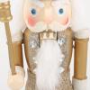 INOOMP Wooden Christmas Nutcracker Decorations: Golden King Nutcracker Figures DIY Soldier Puppet Toys Wooden Nutcracker Xmas Table Fireplace Shelf Centerpiece New Year Decorations view 3