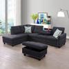 GEBADOL 97" Wide Rivet Designed L-Shaped Sofa Set 3 Pieces Linen Fabric Couch and Chaise with Extra Storage Ottoman for Living Room/Office/Apartment (Left-Hand Facing, Black Grey) view 1