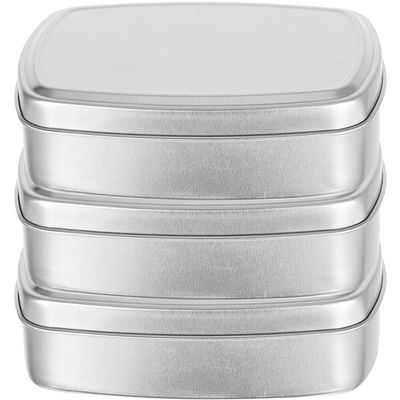 Cabilock 3pcs Rectangular Aluminum Soap Box, 150ml Silver Travel Case