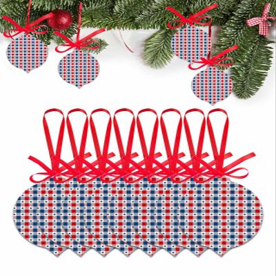 Christmas Ornament 2024 Independence Day Blue Stars Red Plaid Thin Line,Clear Acrylic Hanging Accessories Christmas Tree,Stripe Buffalo Lattice Pentagram Leaf Shape Xmas Pendant Gift Tags 8 Pieces