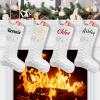 DegGod 6 Pack Custom Christmas Stockings with Names, 20 inches Personalized Printed Faux Fur White Xmas Stockings with White Heart Hanging Ornaments for Xmas Tree Party Decoration view 1
