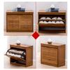 GHQYP Free Standing Shoe Rack Bamboo Freestanding Shoe Rack Bench with 2 Tier Pull Down Shoe Storage Cabinet Shoe Organizer for Entryway Hallway and Closet Shoe Storage Organizer view 4