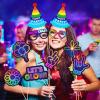 25pcs Glow Neon Photo Booth Props with Stick, Photo Props for Birthday Let's Glow Themed Neon Glow in The Dark Disco Black Light Party Decoration Supplies view 2