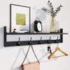 AMBIRD Wall Hooks with Shelf Entryway Hanging Wood Coat Hooks with Shelf Wall-Mounted Coat Hook Rack with 5 Dual Hooks for Bathroom, Living Room, Bedroom (Stylish) view 1