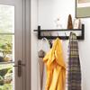 AMBIRD Wall Hooks with Shelf Entryway Hanging Wood Coat Hooks with Shelf Wall-Mounted Coat Hook Rack with 5 Dual Hooks for Bathroom, Living Room, Bedroom (Stylish) view 2