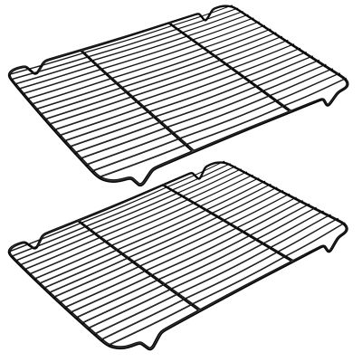 Cooling Rack Set of 2, E-far 1/2 Sheet Baking Racks for Oven Cooking Roasting Grilling, Non-stick 16.4 x 11.4 Wire Rack for Cookie Cake Bacon Meat Resting, Non-toxic & Easy to Clean
