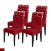 Christmas Dining Chair Slipcover, Snowflake Winter Red Stretch Kitchen Chair Covers Removable Parsons Chair Protector Covers for Dining Room Banquet Party, Set of 4 view 1