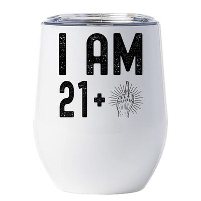 22 Birthday Tumbler 12oz With Lid Gift For Women, Men - 21 Plus One Middle Finger Vintage Wine Glass Mug - 22th Bday Coffe Cup Stainless Steel - I Turn 22 Year Old Retro Style Tumblers Chritmas