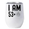 54 Birthday Tumbler 12oz With Lid Gift For Women, Men - 53 Plus One Middle Finger Vintage Wine Glass Mug - 54th Bday Coffe Cup Stainless Steel - I Turn 54 Year Old Retro Style Tumblers Chritmas view 1