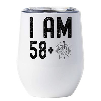 59 Birthday Tumbler 12oz With Lid Gift For Women, Men - 58 Plus One Middle Finger Vintage Wine Glass Mug - 59th Bday Coffe Cup Stainless Steel - I Turn 59 Year Old Retro Style Tumblers Chritmas
