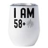 59 Birthday Tumbler 12oz With Lid Gift For Women, Men - 58 Plus One Middle Finger Vintage Wine Glass Mug - 59th Bday Coffe Cup Stainless Steel - I Turn 59 Year Old Retro Style Tumblers Chritmas view 1