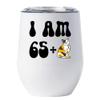 66 Birthday Tumbler 12oz With Lid Gift For Women - 65 Plus One Cat Middle Finger Funny Wine Glass Mug - 66th Bday Coffe Cup Stainless Steel - I Turn 66 Year Old Cute Cats Lover Tumblers Chritmas view 1