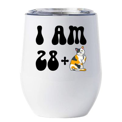 29 Birthday Tumbler 12oz With Lid Gift For Women - 28 Plus One Cat Middle Finger Funny Wine Glass Mug - 29th Bday Coffe Cup Stainless Steel - I Turn 29 Year Old Cute Cats Lover Tumblers Chritmas