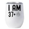 38 Birthday Tumbler 12oz With Lid Gift For Women, Men - 37 Plus One Middle Finger Vintage Wine Glass Mug - 38th Bday Coffe Cup Stainless Steel - I Turn 38 Year Old Retro Style Tumblers Chritmas view 1