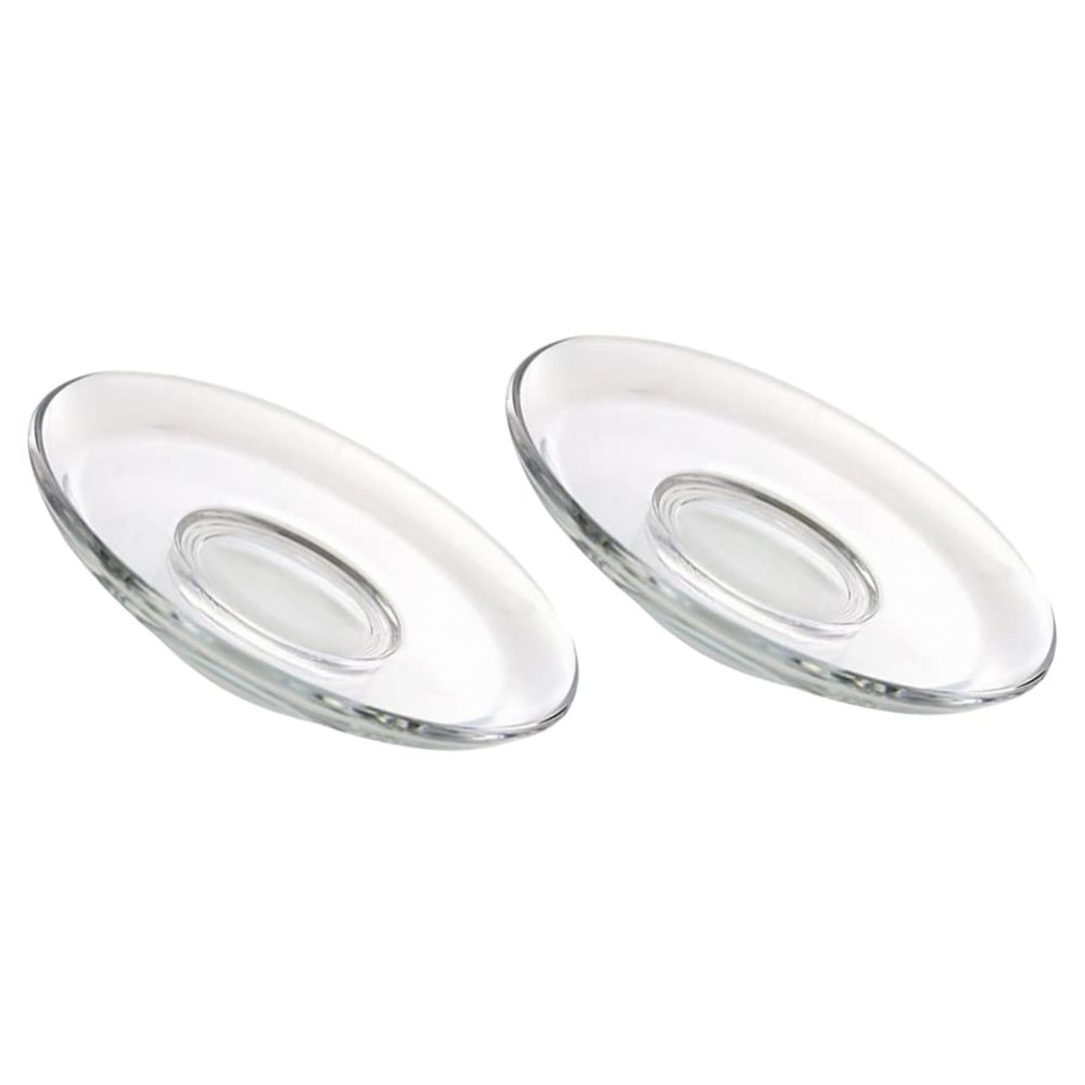 STOBOK 3.3 Inch Clear Glass Saucers, 2 Pack Mini Round Snack Plates for Espresso Cups and Tea Mugs, Small Glass Coasters and Dessert Dishes for Home Kitchen, Coffee Bar, Party, 8.5cm