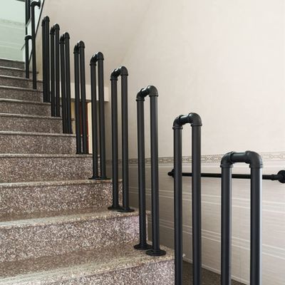 Pealihuy Handrails for Indoor Outside Stairs, Elderly Children's U Type Stair Railing Wrought Iron Staircase Hand Rail Non-Slip Safety for Garden Loft Industrial Concrete,50cm