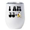 34 Birthday Tumbler 12oz With Lid Gift For Women - 33 Plus One Cat Middle Finger Funny Wine Glass Mug - 34th Bday Coffe Cup Stainless Steel - I Turn 34 Year Old Cute Cats Lover Tumblers Chritmas view 1