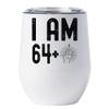 65 Birthday Tumbler 12oz With Lid Gift For Women, Men - 64 Plus One Middle Finger Vintage Wine Glass Mug - 65th Bday Coffe Cup Stainless Steel - I Turn 65 Year Old Retro Style Tumblers Chritmas view 1