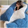 ZTGL 3-5 Kg Super Warm Lamb Solid Color Winter Blanket Double-Sided Fleece Quilt Thickened Warm Plush Quilt for Cold Weather,Blue,180x220cm/3.5kg view 3