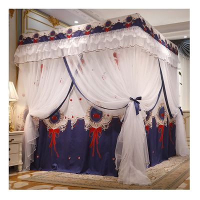 Court Style Bed Canopy for Twin Queen King, Easy Install Dustproof Blackout Bed Curtain Mosquito Net Bedroom Decor (Color : H, Size : 120X200cm/47X79inch)