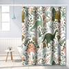 Umpoo Dinosaur Themed Bathroom Shower Curtain - Green Dino Tropical Leaves with Hooks, Waterproof Polyester Fabric, 60x72 Inch view 1