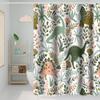 Umpoo Dinosaur Themed Bathroom Shower Curtain - Green Dino Tropical Leaves with Hooks, Waterproof Polyester Fabric, 60x72 Inch view 2