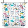 Umpoo Dreamy Theme Bathroom Dino Dinosaur Rainbow Magical Shower Curtain with Hooks, Waterproof Polyester Fabric, 72x78 Inch view 2