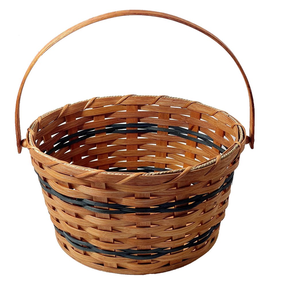 Amish Harvest Basket Towel Storage Apple Pail With Swinging Handle (BLUE)