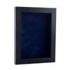 11x14 Shadow Box Frame Textured Black Wood | with a 3/4" Usable Display Depth | Includes a Navy Blue Real Suede Texture Acid-Free Backing Board, UV Resistant Acrylic, and Hanging Hardware view 1