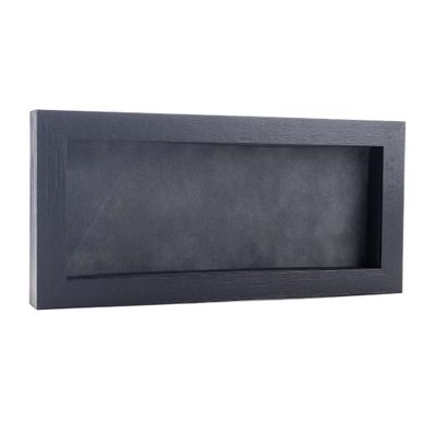 10x20 Shadow Box Frame Textured Black Wood | with a 3/4" Usable Display Depth | Includes a Dark Grey Real Suede Texture Acid-Free Backing Board, UV Resistant Acrylic, and Hanging Hardware