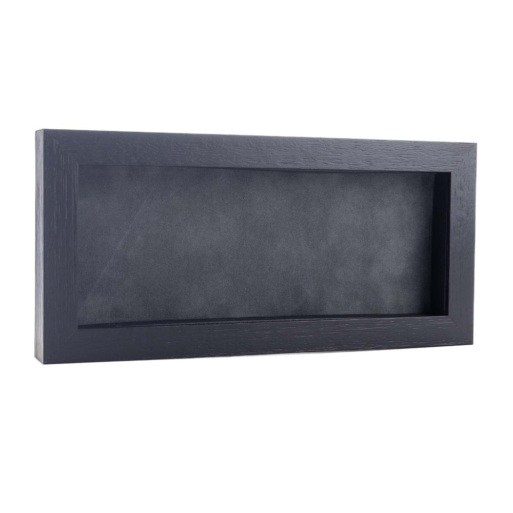 10x20 Shadow Box Frame Textured Black Wood | with a 3/4" Usable Display Depth | Includes a Dark Grey Real Suede Texture Acid-Free Backing Board, UV Resistant Acrylic, and Hanging Hardware