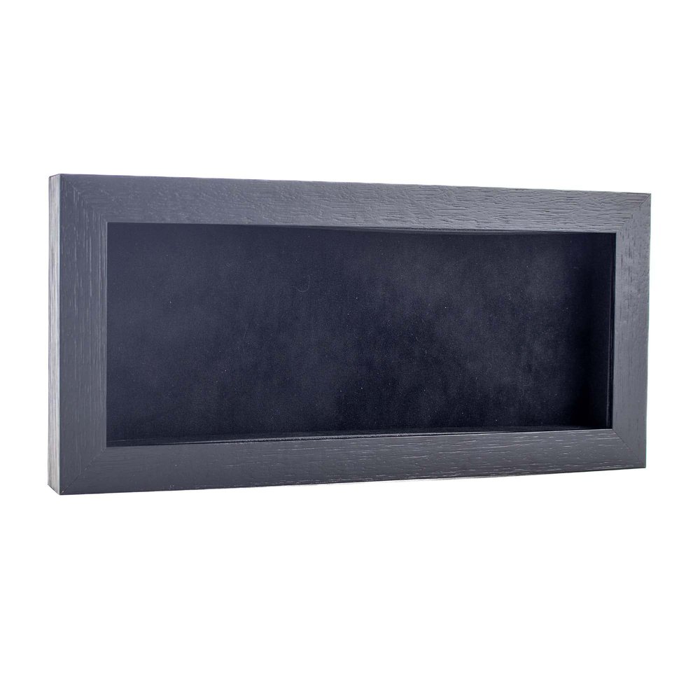 10x20 Shadow Box Frame Textured Black Wood | with a 3/4" Usable Display Depth | Includes a Black Real Suede Texture Acid-Free Backing Board, UV Resistant Acrylic, and Hanging Hardware