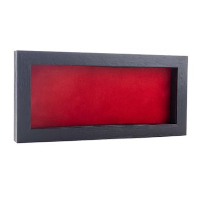 10x20 Shadow Box Frame Textured Black Wood | with a 3/4" Usable Display Depth | Includes a Red Real Suede Texture Acid-Free Backing Board, UV Resistant Acrylic, and Hanging Hardware