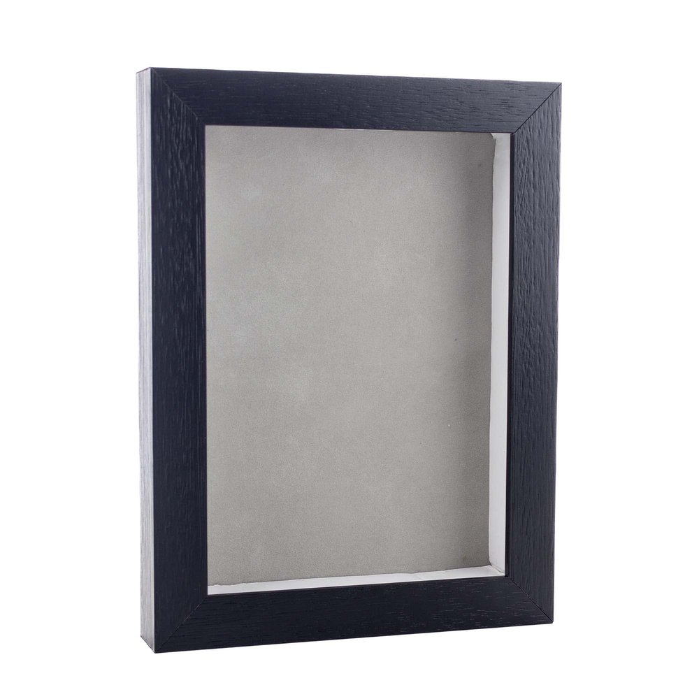 11x14 Shadow Box Frame Textured Black Wood | with a 3/4" Usable Display Depth | Includes a Light Grey Real Suede Texture Acid-Free Backing Board, UV Resistant Acrylic, and Hanging Hardware