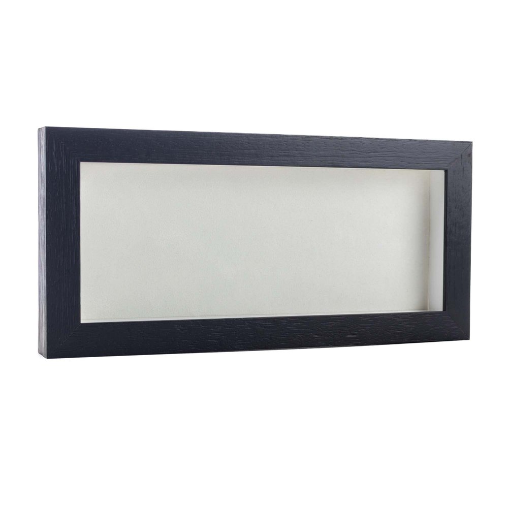 10x20 Shadow Box Frame Textured Black Wood | with a 3/4" Usable Display Depth | Includes a White Real Suede Texture Acid-Free Backing Board, UV Resistant Acrylic, and Hanging Hardware