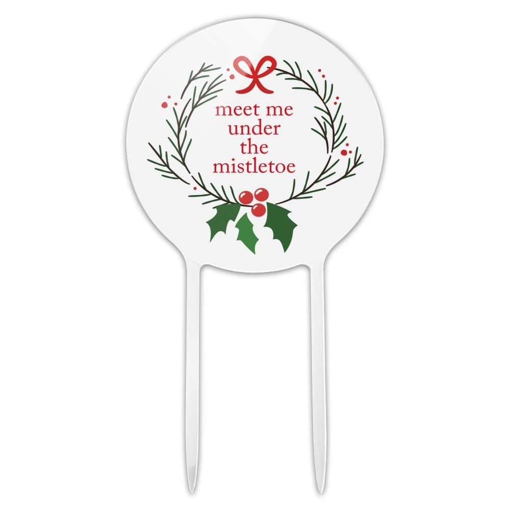 Acrylic Meet Me Under The Mistletoe Cake Topper Party Decoration for Wedding Anniversary Birthday Graduation