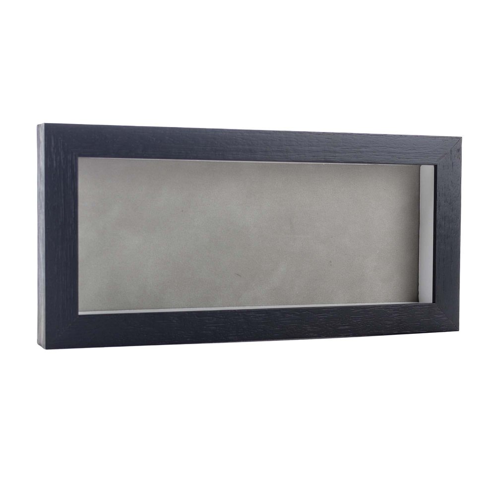 10x20 Shadow Box Frame Textured Black Wood | with a 3/4" Usable Display Depth | Includes a Light Grey Real Suede Texture Acid-Free Backing Board, UV Resistant Acrylic, and Hanging Hardware