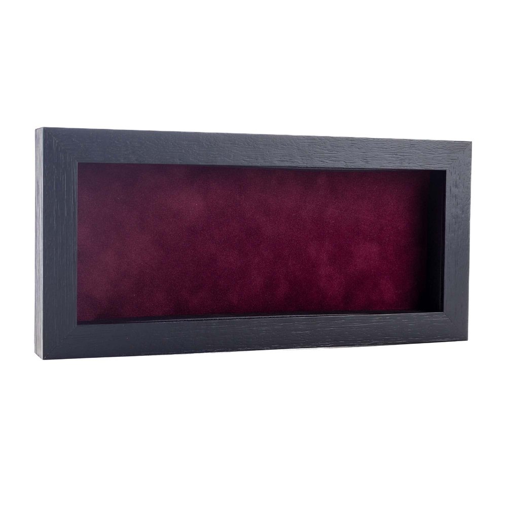 10x20 Shadow Box Frame Textured Black Wood | with a 3/4" Usable Display Depth | Includes a Dark Berry Real Suede Texture Acid-Free Backing Board, UV Resistant Acrylic, and Hanging Hardware