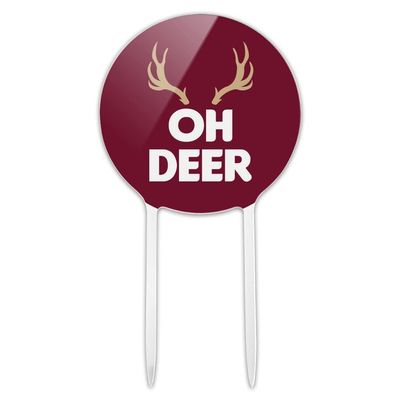 Acrylic Oh Deer Cake Topper Party Decoration for Wedding Anniversary Birthday Graduation