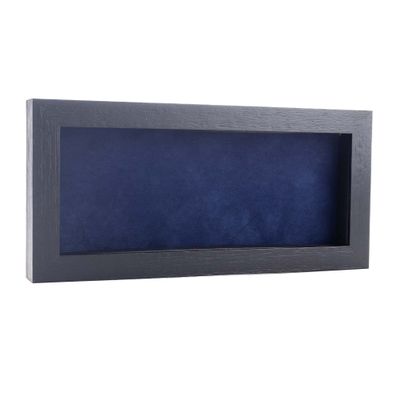 10x20 Shadow Box Frame Textured Black Wood | with a 3/4" Usable Display Depth | Includes a Navy Blue Real Suede Texture Acid-Free Backing Board, UV Resistant Acrylic, and Hanging Hardware
