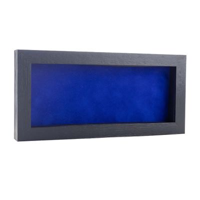 10x20 Shadow Box Frame Textured Black Wood | with a 3/4" Usable Display Depth | Includes a Royal Blue Real Suede Texture Acid-Free Backing Board, UV Resistant Acrylic, and Hanging Hardware