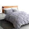 All Season Soft Luxurious Decorative Cotton Pintuck 3 Piece Oversized King Plus Duvet Cover Zipper & Corner Ties 2 Pillow Shams Light Grey Comforter Cover Oversized King Plus-128"x120" view 1