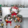 Artificial Christmas Wreath for Front Door 3D Reindeer Snowman Santa Claus Holiday Hanging Wreath Door Ornaments Garland Merry Christmas Window Wall Decor Xmas Elk Wreath (14.17*12.2inch, B) view 2