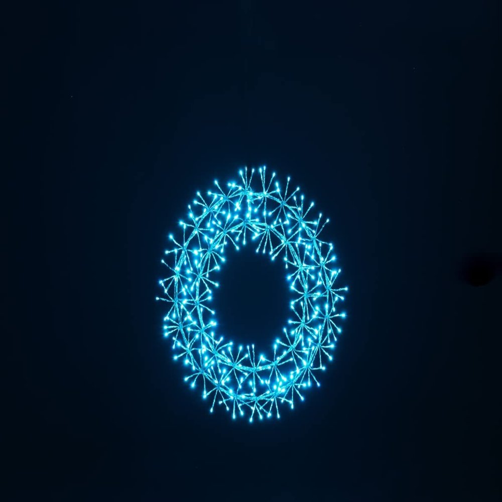 2' Teal Micro LED Wreath with Gold Frame