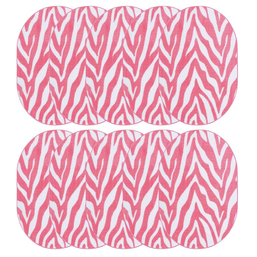 Furnish my Place Zebra Light Pink Area Rug, Animal Print Rug, Home Decor Rug, Pet-Friendly Rug, Indoor Rug, Perfect for Living Room, 1.5' x 2.25' Oval - Set of 10